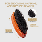 RED PREMIUM 100% BOAR BRISTLE BEARD BRUSH - Textured Tech