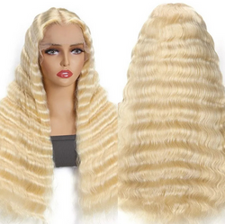 HUMAN DEEP PART LACE WIG - NATURAL WAVE 22" #613 - Textured Tech