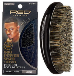 360 POWER WAVE X BOW WOW CURVED PALM MIXED BOAR BRUSH - MEDIUM - Textured Tech