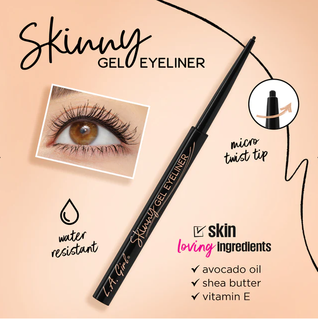 L.A. GIRL - SKINNY GEL EYELINER SILKY BLACK - Textured Tech