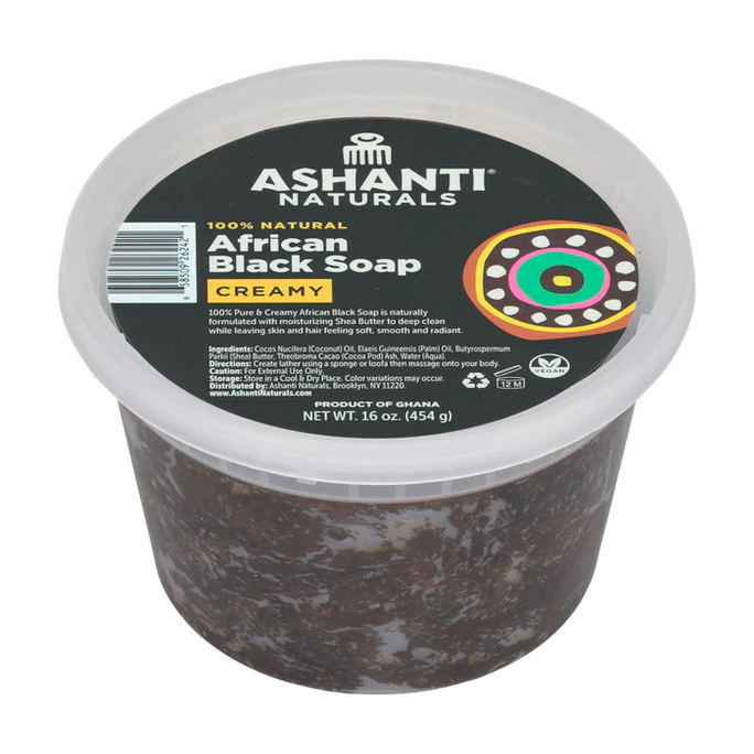 ASHANTI NATURALS CREAMY AFRICAN BLACK SOAP 16OZ - Textured Tech