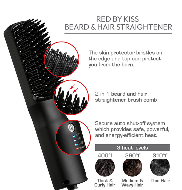 RED BY KISS BEARD & HAIR STRAIGHTENER - Textured Tech